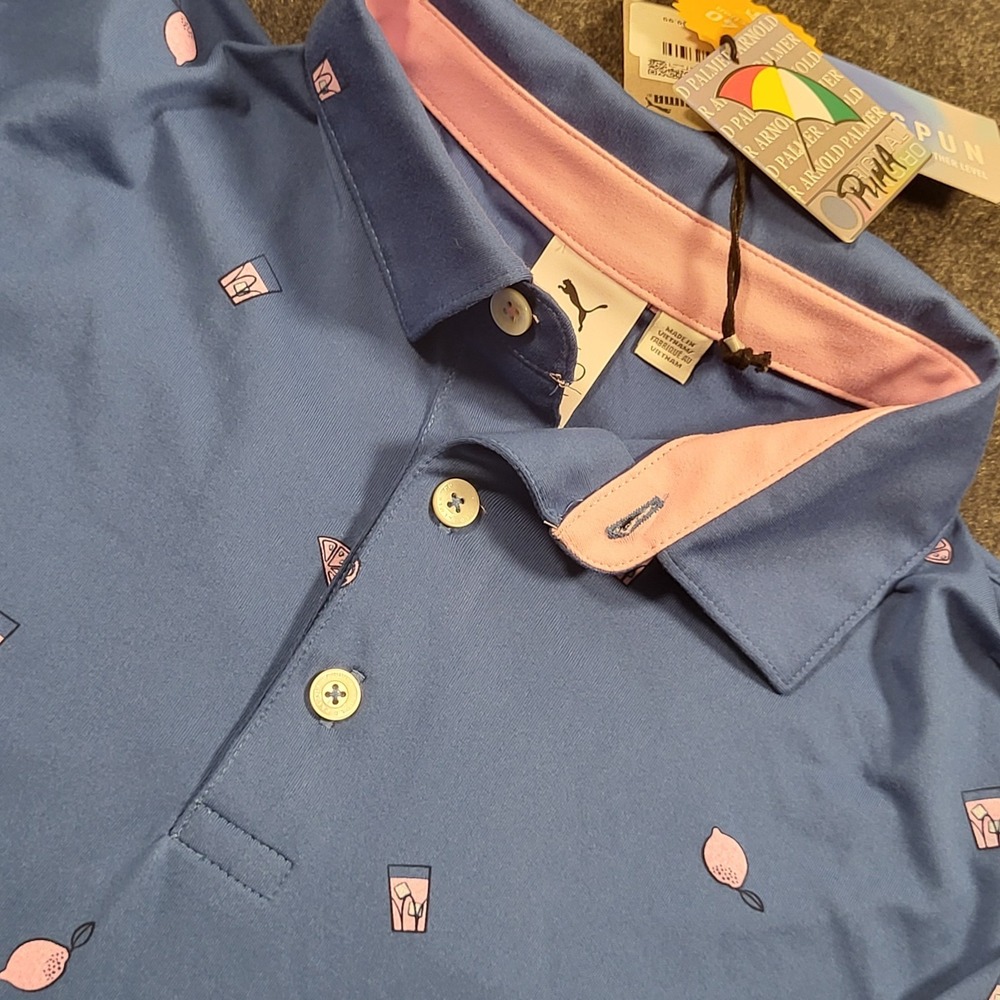 Puma Golf Cloudspun x Arnold Palmer Golf Polo Colab Lemonade Citrus Men's M New